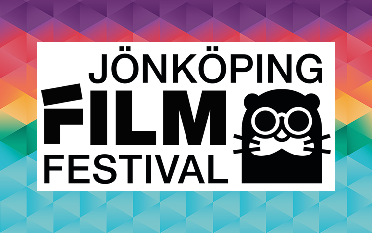 Jönköping filmfestival logo mot bakgrunden av årets färgglada prisma.